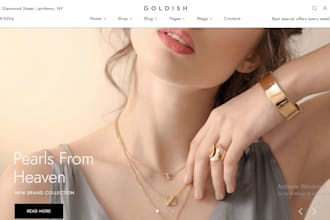 design jewelry website, fashion website, necklace, earring, ring website