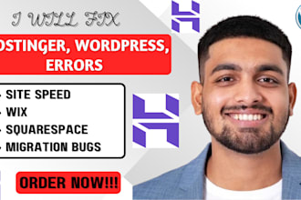 fix hostinger wordpress errors, site speed, and wix squarespace migration bugs