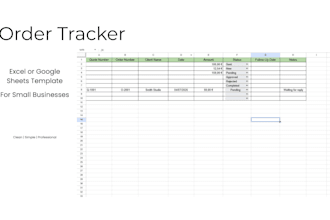 create an offer tracker or order tracker in excel or google sheets