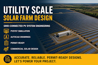 utility scale solar farm design, grid connected pv system, commercial project