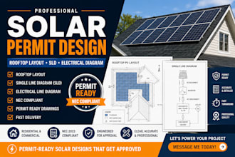 design solar permit plans rooftop layout and single line diagram