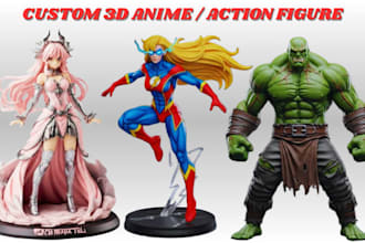 custom 3d anime figure action figure 3d toy figurine 3d miniature sketch to 3d