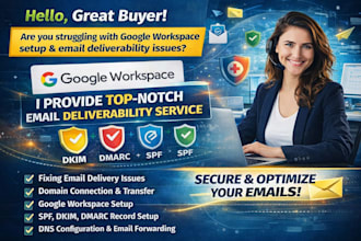 setup google workspace business email, connect domain, fix email deliverability
