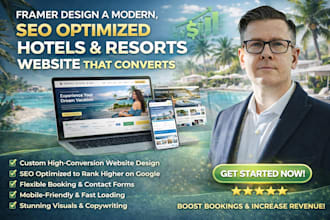 framer design a modern, SEO optimized hotels and resorts website that converts