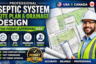 design septic system, site plan and drainage for permit approval USA