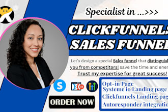 design clickfunnels sales funnel, clickfunnels landing page, website, ghl funnel