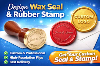 design wax seal, rubber stamp, digital seal, stamp, seal for your company