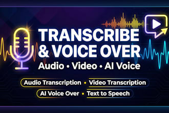 transcribe audio, youtube, video, interviews,  ai voices