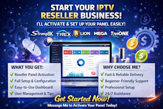 create premium ip tv reseller panel, strong8k,lion ott, dream4k, mega ott, trex