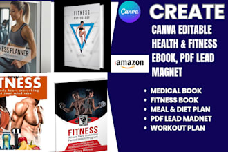design medical fitness ebook, book design,  health fitness ebook, kdp