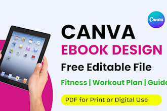 design professional fitness ebook, workout plan in canva