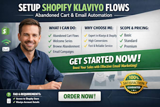 setup shopify klaviyo flows abandoned cart email campaign automation marketing