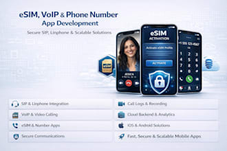 build esim, linphone, softphone, and voip app development for android and ios