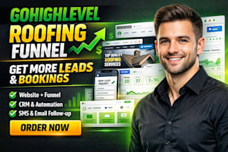 build gohighlevel roofing lead generation funnel website and automation