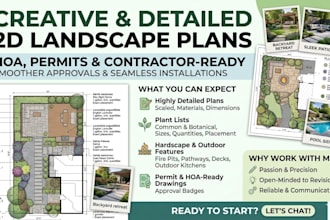 design 2d landscape drawings, hardscape site plans or cad for permits