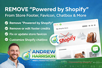 remove powered by shopify from store footer favicon shopify chatbox audits