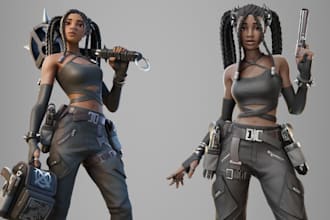 do 3d character modeling 3d game character game asset with rigging and animation