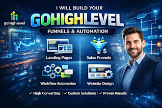 build gohighlevel landing page, funnel, website and automation