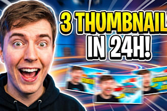 create three fiverr gig image thumbnail with text overlay and branding