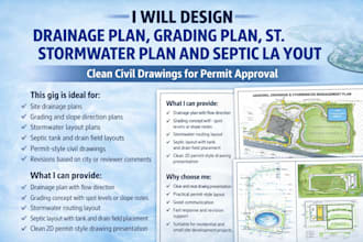design drainage plan, grading plan, stormwater plan and septic layout