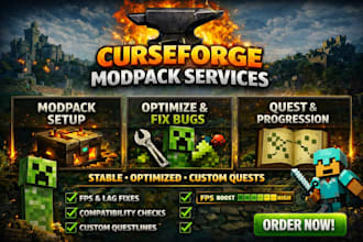 create and optimize a smooth curseforge modpack with custom quests
