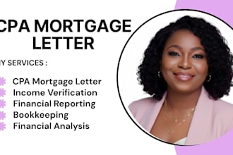 provide US CPA mortgage letter and self employment income verification