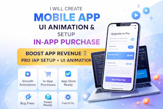 creat mobile app ui animation setup inapp purchase for your ios app on app store