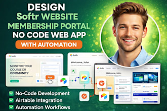 design softr website, membership portal and no code web app with automation