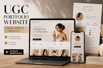 design a ugc portfolio website, canva website and media kit