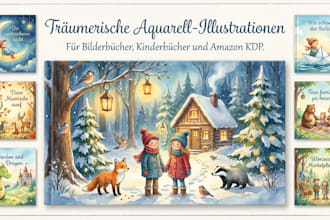 aquarell illustration für kinderbuch, bilderbuch, buchillustration, amazon KDP