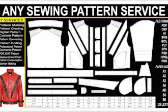make professional sewing pattern and grading PDF, dxf,ai
