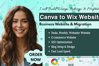 redesign, design, migrate your canva to wix website webador webflow weebly duda
