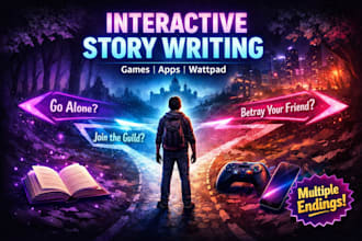 create an interactive story for games apps and wattpad with branching choices