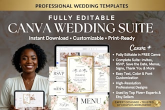 design digital products for etsy wedding invitation design canva template