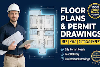 do floor plans, blueprints, permit drawings, mep, hvac, and autocad drafting