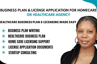 write a complete business plan and license application for home care