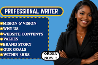write professional mission, vision statements SEO website content for business