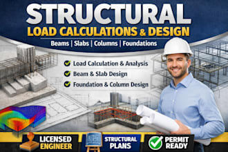 do structural load calculations for beams, slabs, columns and foundation design
