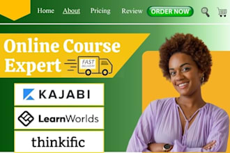 upload and set up your kajabi, learnworlds or thinkific online course curriculum