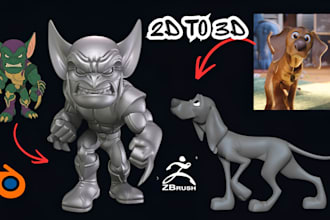 convert 2d photo, sketch, image into realistic 3d printable stl character model