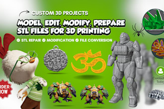 custom stl file, fix, repair, edit, modify and prepare stl files for 3d printing