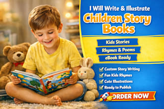 children story book writing illustration edit ebook kid poem song rhymes writing