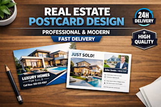 design elite real estate postcard, direct mail eddm,  recipe cards