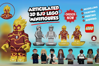 custom 3d lego model, lego toy, articulated bjd lego design, 3d lego minifigure