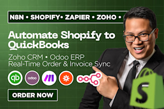 automate shopify api quickbooks zoho odoo erp n8n automation order invoice sync