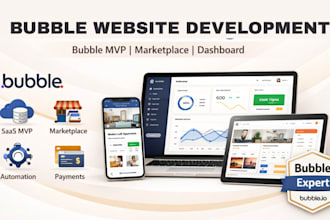 design bubble io mvp saas website  bubble app developer website development