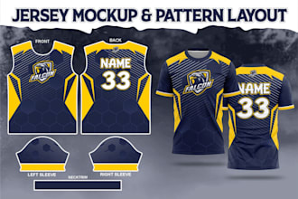 jersey mockup design and pattern layout for sublimation