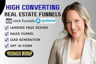 create high converting real estate sales funnel in click funnels or systeme io