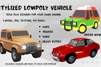 create low poly car, van, truck model for games, roblox, unity or unreal engine