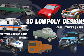 create low poly car, van, truck model for games, roblox, unity or unreal engine